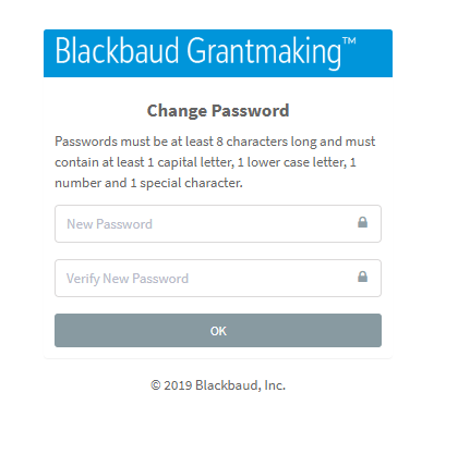 Change password screen
