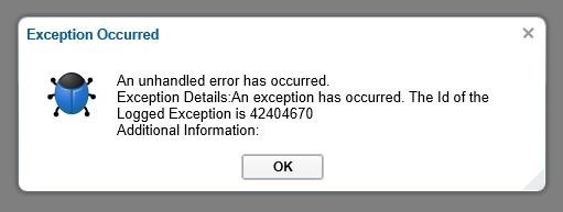 Exception occurred
